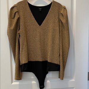 Express Metallic‎ Gold and Black Bodysuit